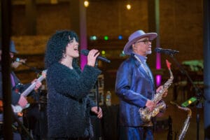 A Women and a men performing a in an event